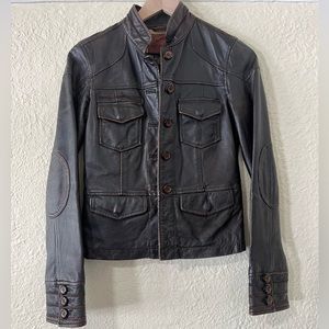 Sanctuary 100% Brown Leather Jacket, Size XS